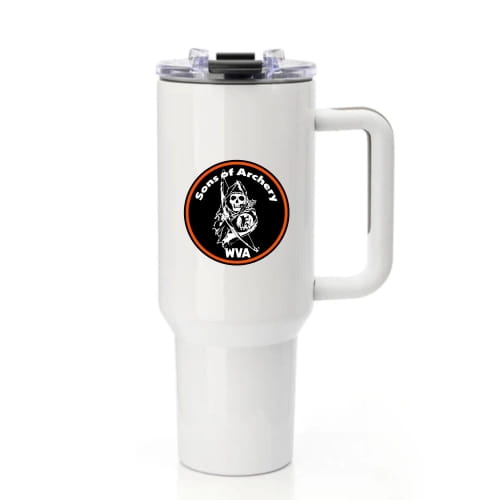 Sons of Archary - 40OZ Travel Mug with Plastic Handle - White (copy)