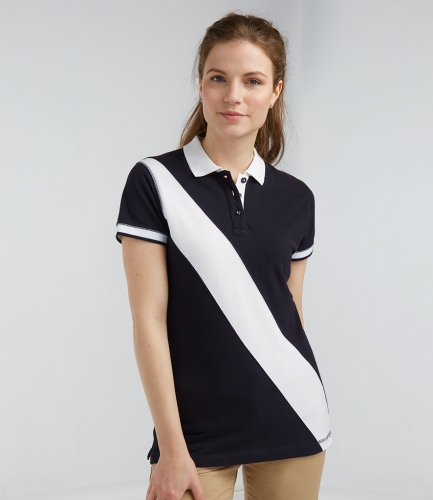 Front Row Ladies Diagonal Stripe Cotton Piqué Polo Shirt