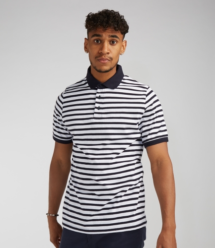 Front Row Striped Jersey Polo Shirt