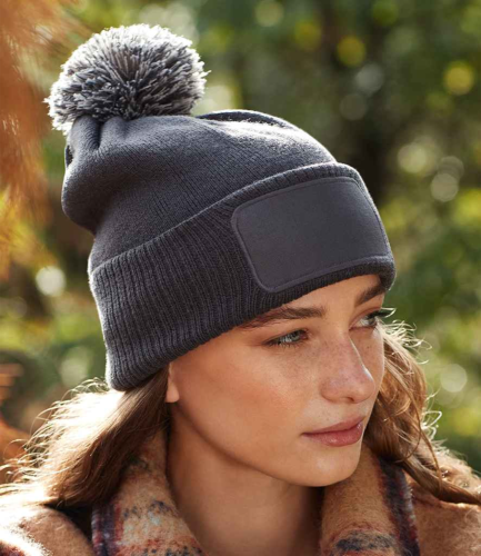 Grey Bobble Beanie Hat 