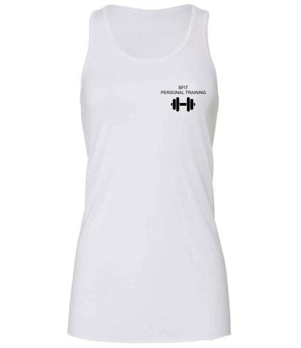 Becky PT- White Ladies Flowy Racer Back Tank Top 