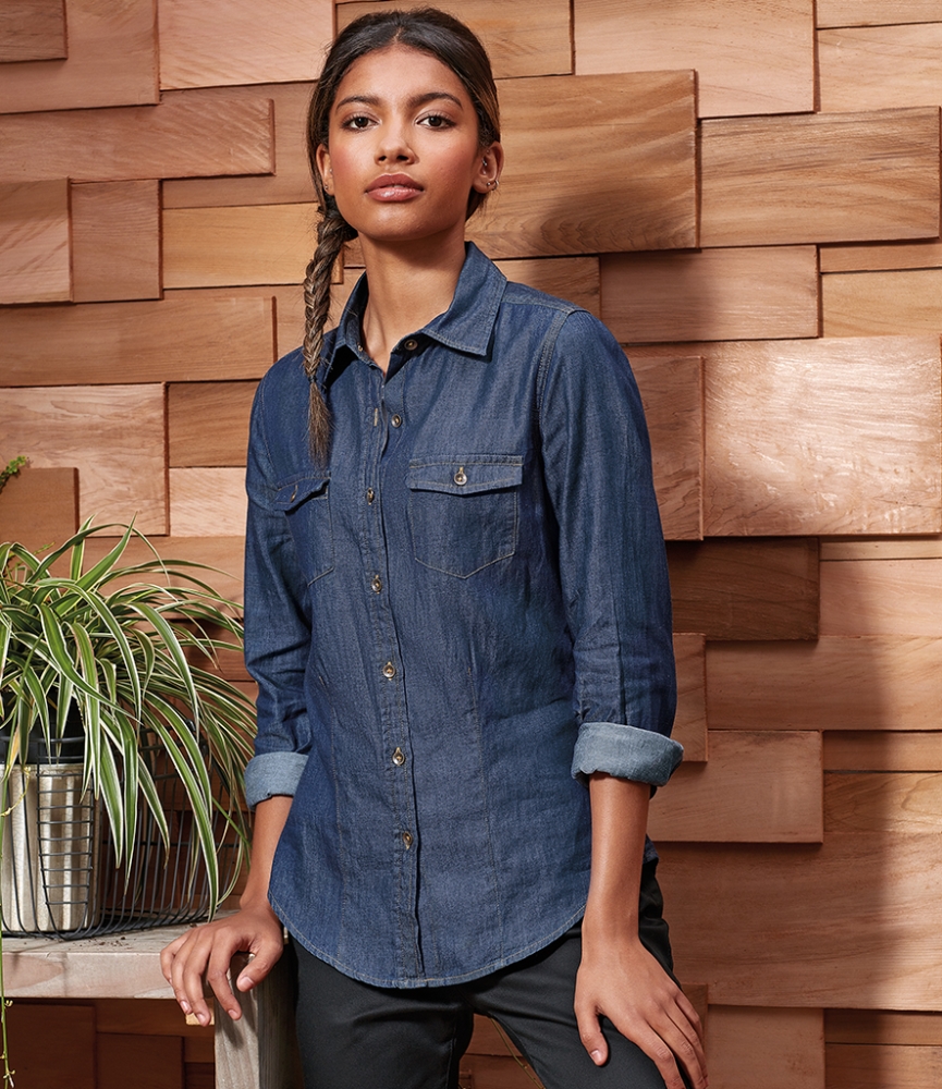 Premier Ladies Jeans Stitch Denim Shirt