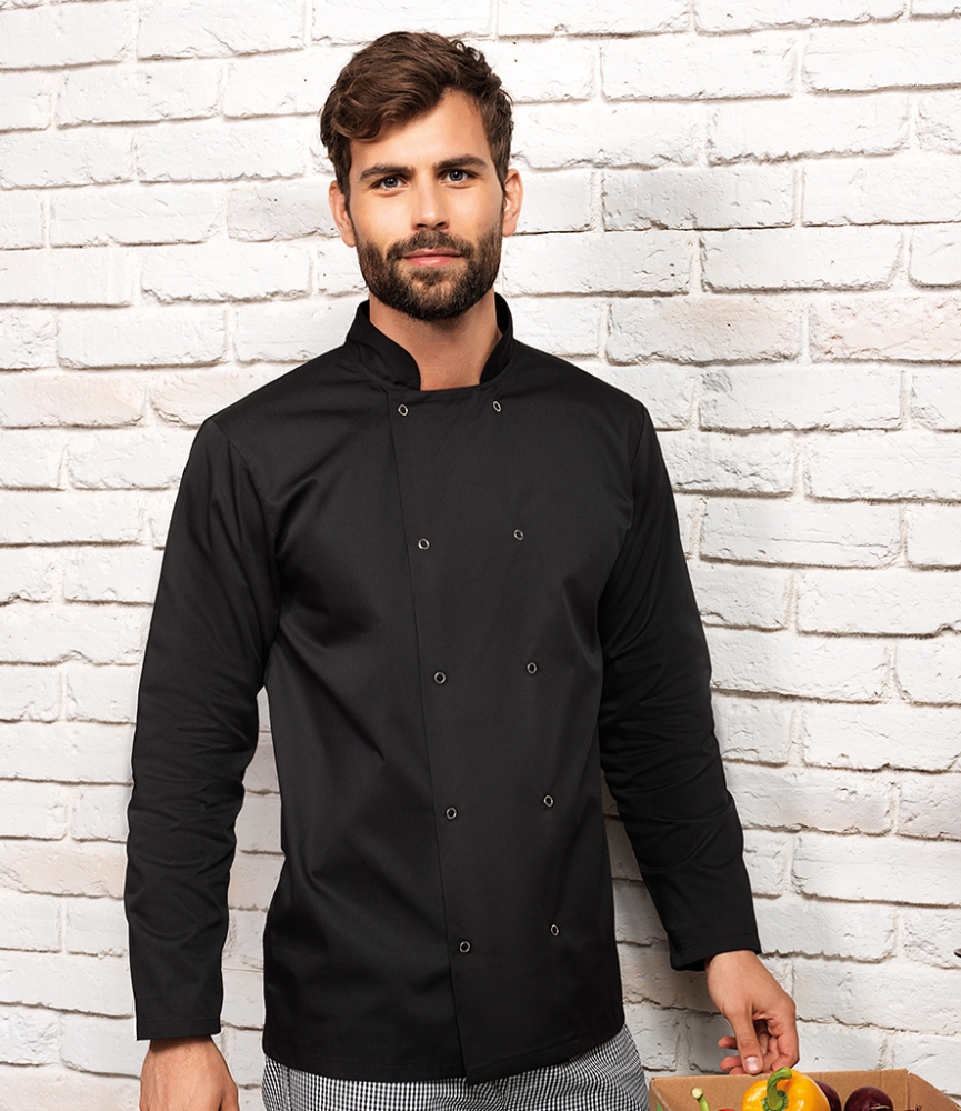 Premier Unisex Long Sleeve Stud Front Chef's Jacket