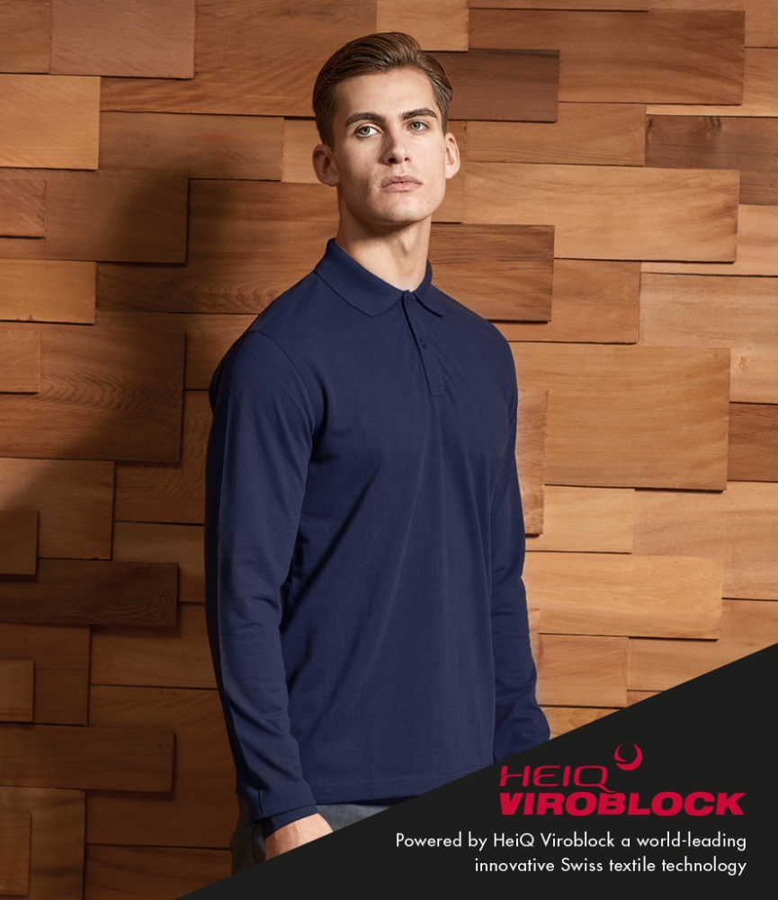 Premier HeiQ Viroblock Unisex Long Sleeve Polo Shirt