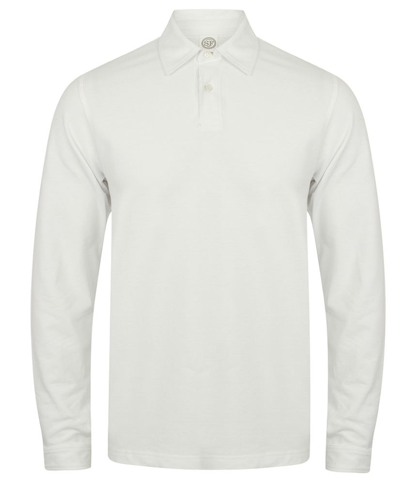 SF Men Long Sleeve Stretch Polo Shirt