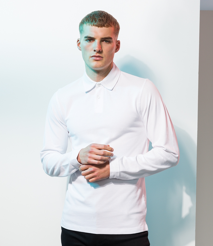 SF Men Long Sleeve Stretch Polo Shirt
