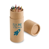 CYLINDER. Pencil box with 12 coloured pencils
