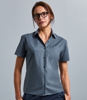 Russell Collection Ladies Short Sleeve Easy Care Poplin Shirt