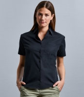 Russell Collection Ladies Short Sleeve Easy Care Cotton Poplin Shirt