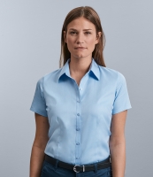 Russell Collection Ladies Short Sleeve Herringbone Shirt