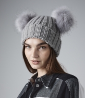 Beechfield Faux Fur Double Pop Pom Beanie