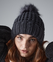 Beechfield Popcorn Fur Pop Pom Beanie