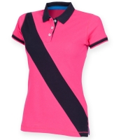 Front Row Ladies Diagonal Stripe Cotton Piqué Polo Shirt