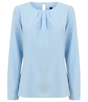Henbury Ladies Pleat Front Long Sleeve Blouse