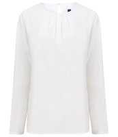 Henbury Ladies Pleat Front Long Sleeve Blouse
