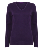 Henbury Ladies Lightweight Cotton Acrylic V Neck Sweater