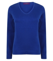 Henbury Ladies Lightweight Cotton Acrylic V Neck Sweater