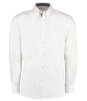 Kustom Kit Premium Long Sleeve Contrast Tailored Oxford Shirt