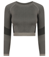Tombo Ladies Seamless Panelled Long Sleeve Crop Top