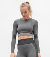 Tombo Ladies Seamless Panelled Long Sleeve Crop Top
