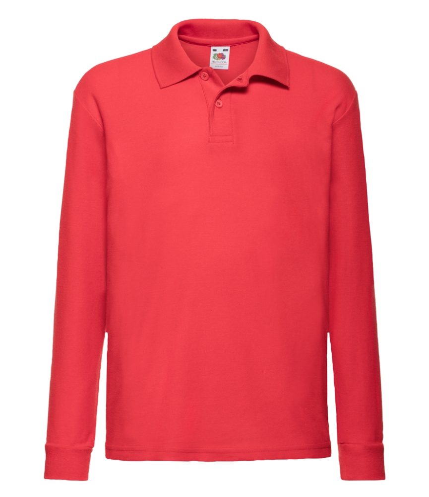 Fruit of the Loom Kids Long Sleeve Poly/Cotton Piqué Polo Shirt