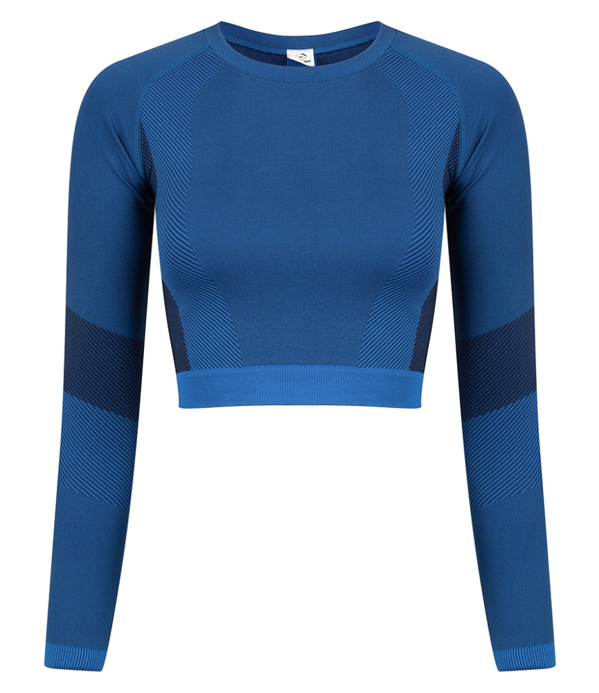 Tombo Ladies Seamless Panelled Long Sleeve Crop Top