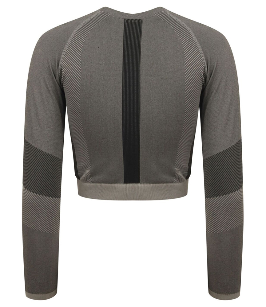 Tombo Ladies Seamless Panelled Long Sleeve Crop Top