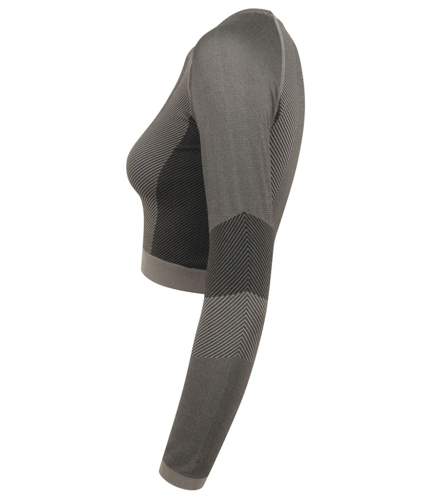 Tombo Ladies Seamless Panelled Long Sleeve Crop Top