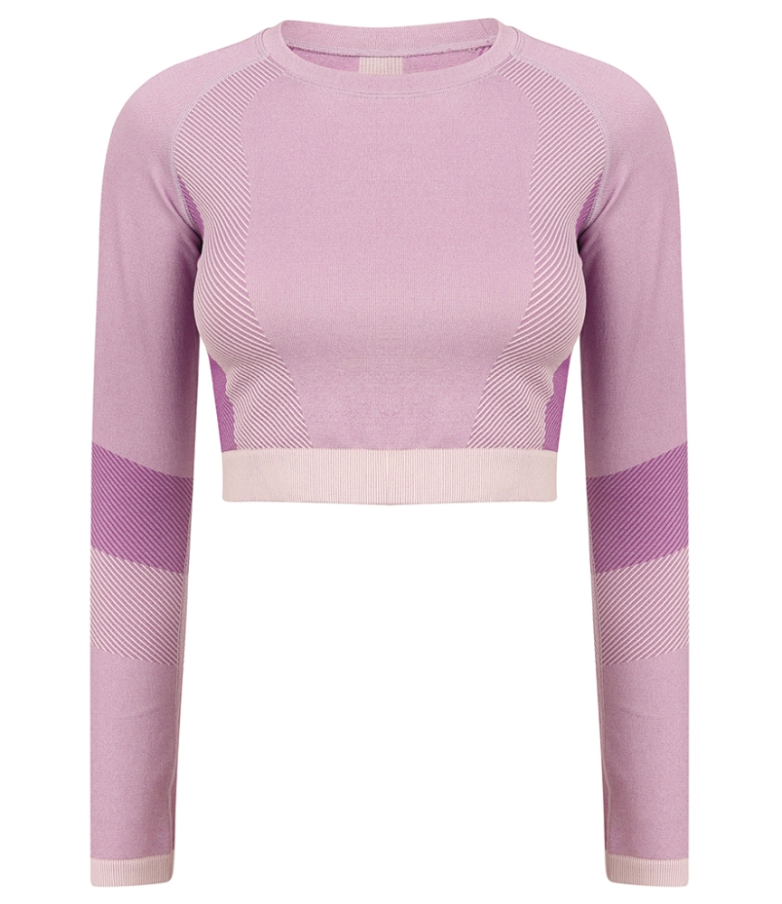 Tombo Ladies Seamless Panelled Long Sleeve Crop Top